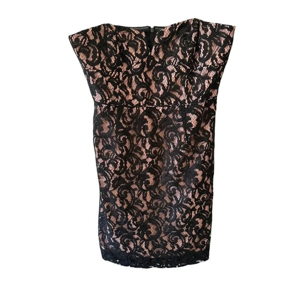 J. Crew Collection Dress Black Pink Strapless Size 14 Sheath Lace Fitted - Picture 2 of 12